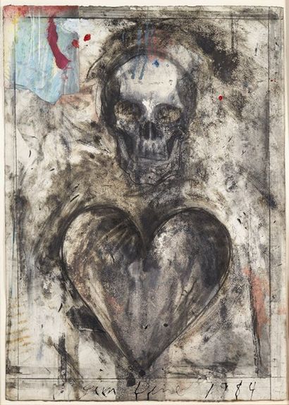 Jim DINE (né en 1935) Heart and Skull, 1984 Huile, pastel, acrylique et fusain sur...