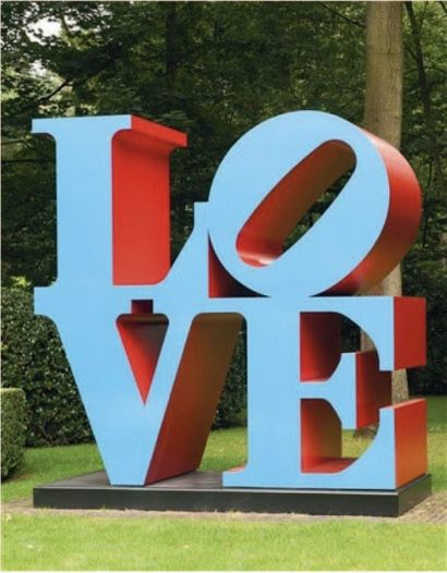 Robert INDIANA (né en 1928) Love Blue Faces Red Sides, 1966-1999 Sculpture en aluminium....