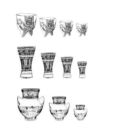 ROGER CAPRON (1922-2006) 
Vase dit «diabolo «modele «V5 «a decor de lances
Grès émaillé
Vallauris
Signé,...
