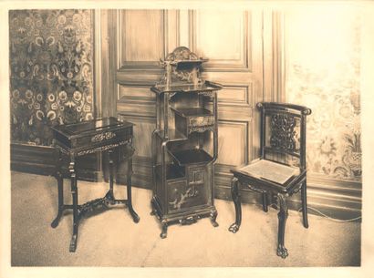 GABRIEL VIARDOT (1830-1906) France Importante chambre a coucher a decor japonisant...