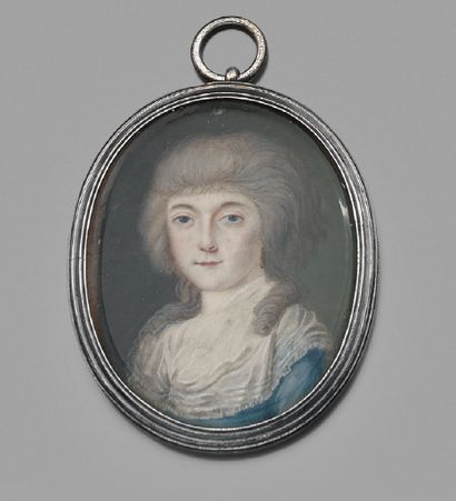 ÉCOLE FRANÇAISE VERS 1785 
Portrait d'une jeune fille en buste vers la gauche, en...