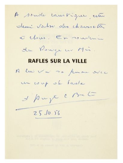 LE BRETON (Auguste) Rafles sur la ville. Paris, Presses de la Cité, 1956.
In-12,...