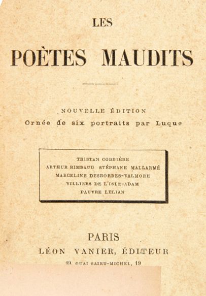 VERLAINE (Paul) Les Poètes maudits.
Nouvelle édition. Ornée de six portraits par...