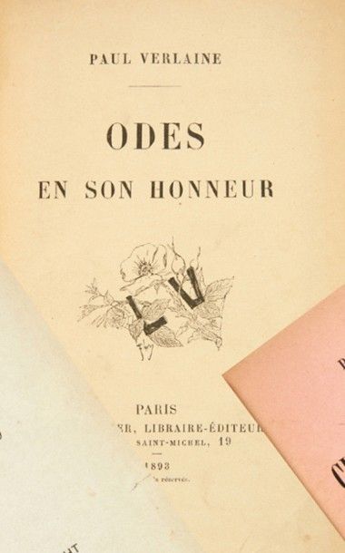 VERLAINE (Paul) Ode en son honneur. Paris, Léon Vanier, 1893.
In-12. Plein maroquin...