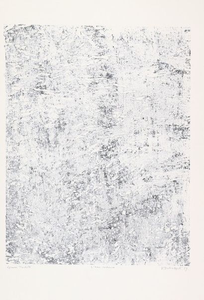 Jean Dubuffet (1901-1985) 
L'eau radieuse, 1959
Estampe.
Signée, datée en bas à droite.
Titrée...