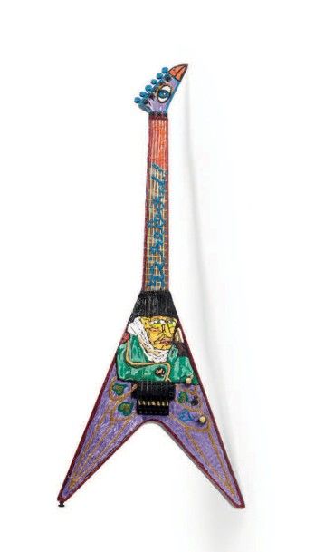 Robert COMBAS (Né en 1957) 
Flying Van Gogh guitare, 2009
Technique mixte.
Edition...