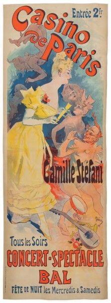 Jules CHÉRET (1836-1932) 
Casino de Paris, Camille Stefani, 1891
Affiche.
Signée...