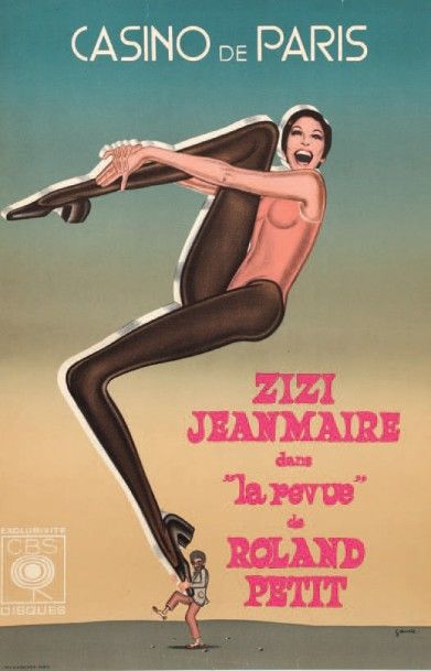 Jean-Paul Goude (né en 1940) 
Zizi Jeanmaire, Casino de Paris, 1970
Affiche. Imp....