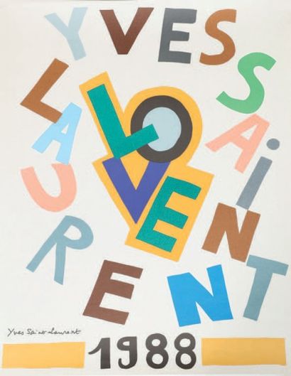 Yves SAINT LAURENT (1936-2008) 
Love, 1988
Affiche.
H_60 cm 
L_46 cm