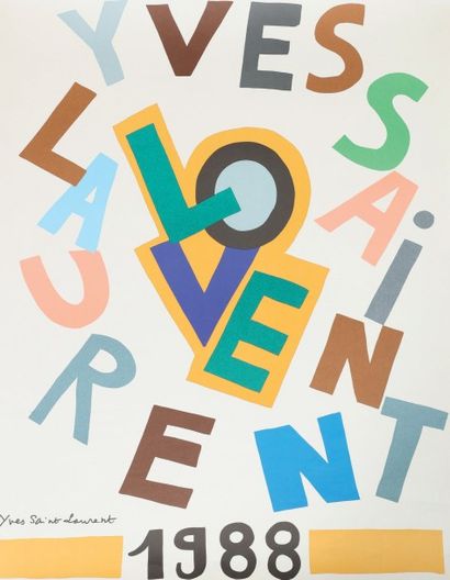 Yves SAINT LAURENT (1936-2008) 
Love, 1988
Affiche.
H_60 cm 
L_46 cm