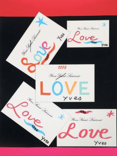 Yves SAINT LAURENT (1936-2008) 
Love, 1990
Affiche.
H_48,5 cm 
L_35,5 cm
