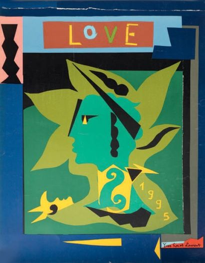 Yves SAINT LAURENT (1936-2008) 
Love, 1995
Affiche.
H_54 cm 
L_41,5 cm