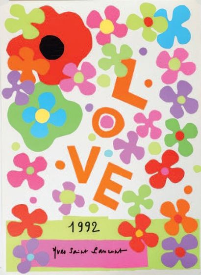 Yves SAINT LAURENT (1936-2008) 
Love, 1992
Affiche.
H_56,5 cm
 
L_40 cm