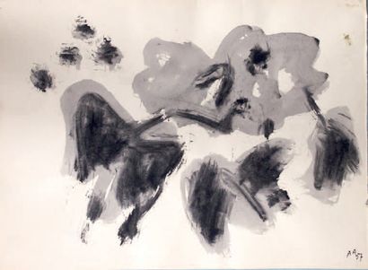 Angel ALONSO (1923-1994) 
Composition, 1957
Encre et lavis sur papier.
Signée et...