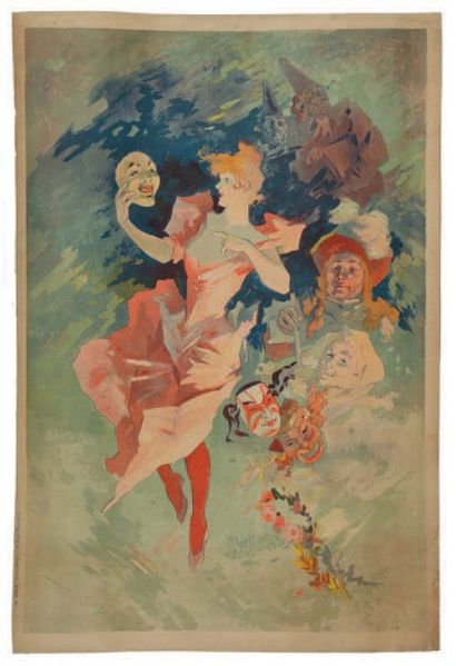 Jules CHÉRET (1836-1932) 
Le Pantomime, Panneau Décoratif, 1891
Affiche. Signée et...