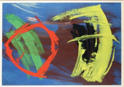 Gerard SCHNEIDER (1896-1986) 
Composition abstraite, 1979
Acrylique sur papier.
Signée...