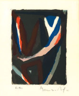 Bram VAN VELDE (1895-1981) 
Sans titre
Ensemble de trois lithographies en couleurs.
Epreuves...
