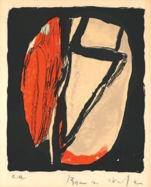Bram VAN VELDE (1895-1981) 
Sans titre
Ensemble de trois lithographies en couleurs.
Epreuves...
