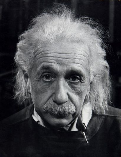 Philippe HALSMAN 
Albert Einstein, 1947
Tirage argentique d'époque.
Tampon au dos.
H_33,8...