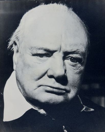 Philippe HALSMAN 
Portrait de Winston Churchill, 1951
Tirage argentique d'époque.
Tampon...