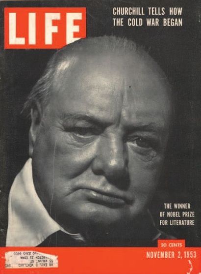 Philippe HALSMAN 
Portrait de Winston Churchill, 1951
Tirage argentique d'époque.
Tampon...