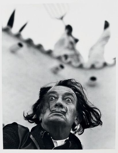 Philippe HALSMAN 
Salvador Dali portrait surréaliste
Tirage argentique tardif.
Tampon...