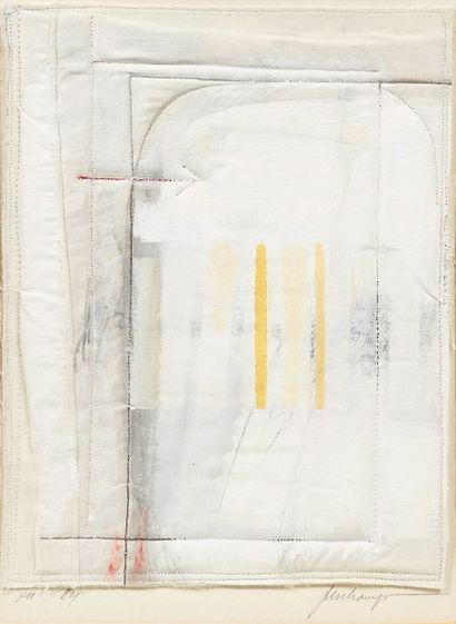 Jacques DESCHAMPS (né en 1933) Peinture cousue (à la flèche rouge), 1984
Technique...