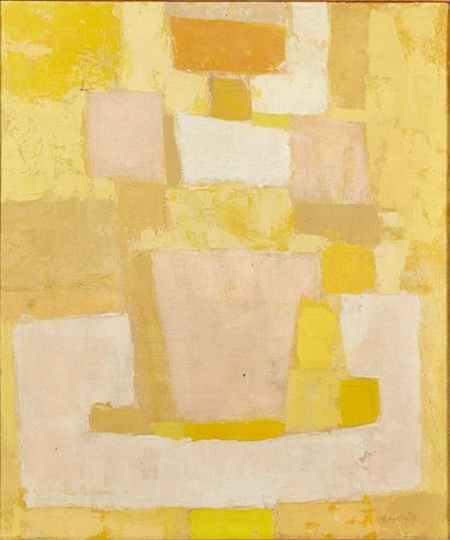 MANOLIS CALLIYANNIS (NÉ EN 1926) Idole jaune, 1954
Huile sur toile
Signée en bas...