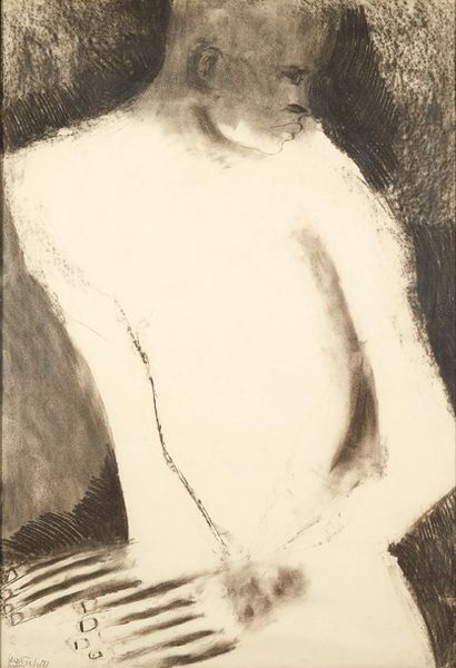 Alain GHERTMAN (né en 1946) Portrait d'homme, 1981
Dessin à l'encre et crayon sur...