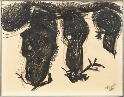 Marcel POUGET (1923-1985) Composition, 1960
Feutre sur papier
Signé et daté en bas...