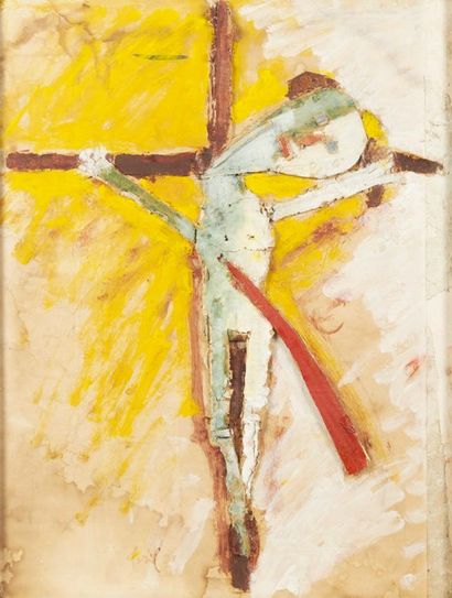 Armand AVRIL (né en 1926) Christ en croix
Technique mixte: gouache et carton
Signée...