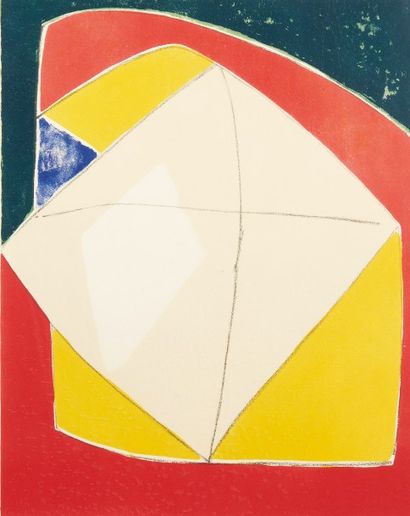 Emile Gilioli (1911-1977) Composition abstraite
Lithographie imprimée en couleurs
Numérotée...