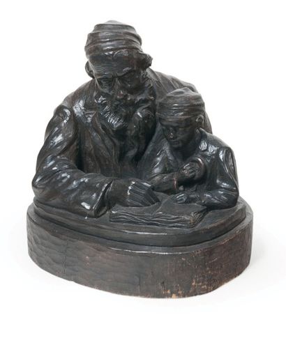 ISSAÏ KULVIANSKI Le rabbin et son élève, 1909
Sculpture en bois
Signée du monogramme...