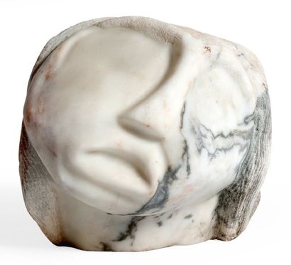 XAVIER LLULL (1944) 
Tête sculptée en marbre blanc
H_30 cm L_14 cm
Cabeza escultada...