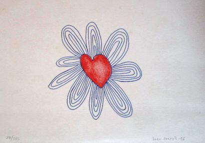 JOAN CORTÈS 
Coeur soleil, 1996
Gravure en couleur numérotée 27/275.
H_21 cm L_29,5...