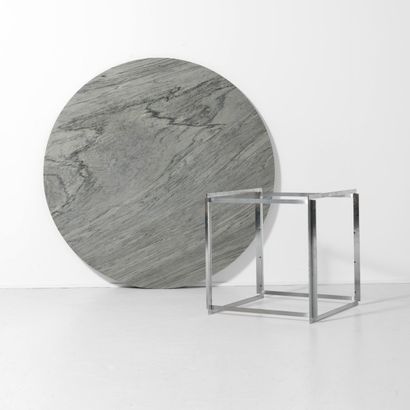 POUL KJÆRHOLM (1929-1980) 
Table modèle «PK54»
Acier nickelé, marbre de Cipollini
Édition...