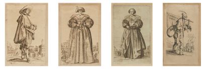 D'après Jacques CALLOT (1592-1635) Bel ensemble de 15 estampes.
Portraits, paysages,...