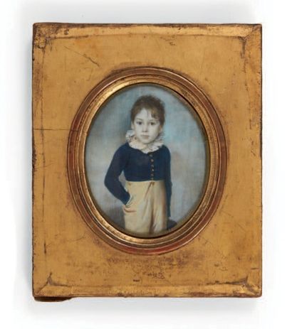 ATTRIBUÉ À NICOLAS JACQUES (1780-1844) Portrait de jeune garçon de trois-quart, en...
