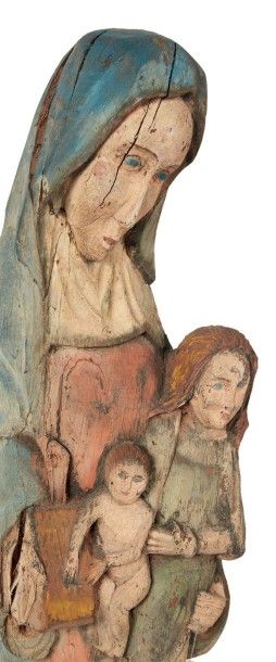 null SAINTE ANNE TRINITAIRE en bois sculpté et polychromé.
Dans le style du XVIe...