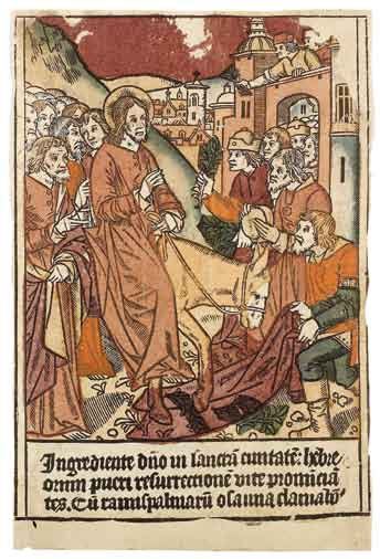 null L'ENTRÉE du CHRIST à JÉRUSALEM. Vers 1490 - 1500. Paris. Bois gravé (163 x 246...