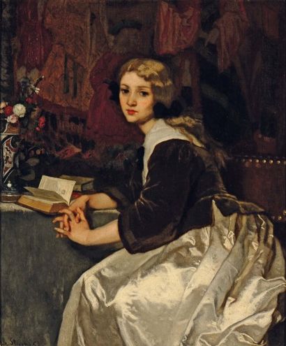 Alfred STEVENS (1823-1906) Rêverie, 1854 Huile sur toile Signée et datée en bas à...