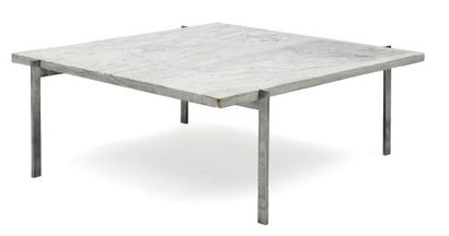 POUL KJæRHOLM (1929-1980) Table basse EKc 61 à plateau carrés en marbre de Cipollini...