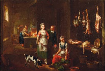 ATTRIBUÉ À JEAN-BAPTISTE LAMBRECHT (1680 - APRÈS 1731) Intérieur de cuisine Toile....