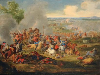 ÉCOLE ALLEMANDE DU XVIIIe SIÈCLE, ENTOURAGE DE PIETER VERDUSSEN Choc de cavalerie....