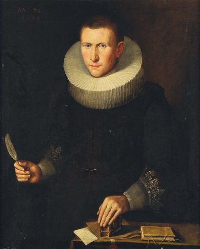 ÉCOLE HOLLANDAISE DU XVIIe SIÈCLE, SUIVEUR DE THOMAS DE KEYSER Portrait d'homme en...