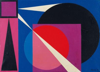 GENEVIEVE CLAISSE (NÉE EN 1935) Composition, 1963 Huile sur toile. Signée et datée...