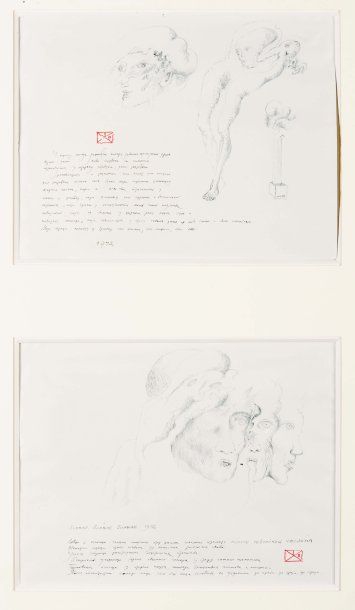 LJUBA (NÉ EN 1934) Sans titre, 1972 Ensemble de deux dessins à l'encre de Chine sur...