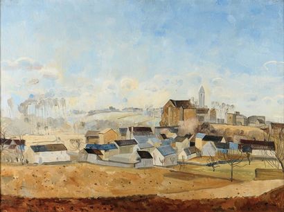 Edmond CERIA (1884-1955) Village de Château Laudon, 1929 Huile sur toile. Signée...