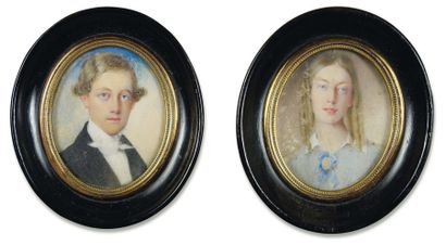 Pierre-Emmanuel de Pommayrac (1807 - 1880) Portraits de Monsieur et Mademoiselle...