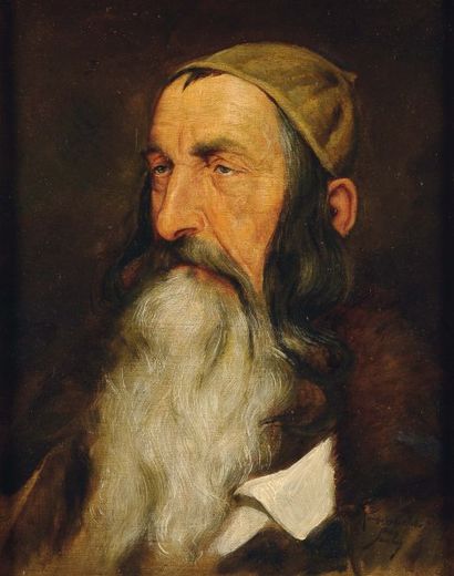 Max Sandor Dushnitz (1897-1942) Portrait d'un Juif du Caucase Huile sur toile signée...